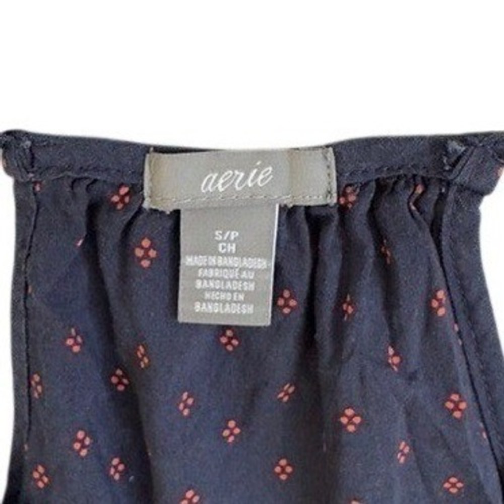 Aerie Racerback Tank Top Navy Blue Micro Print Boho Summer Cami Small